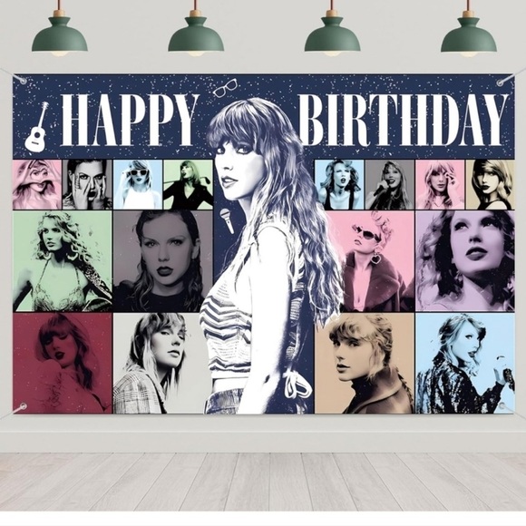 TAYLOR SWIFT SWIFTIE HAPPY BIRTHDAY BANNER TAPESTRY ROOM WALL DECOR PARTY - Picture 1 of 5